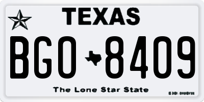 TX license plate BGO8409