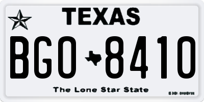 TX license plate BGO8410