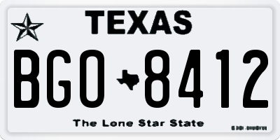 TX license plate BGO8412