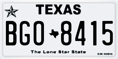 TX license plate BGO8415