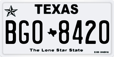 TX license plate BGO8420
