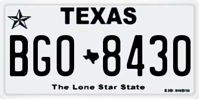 TX license plate BGO8430