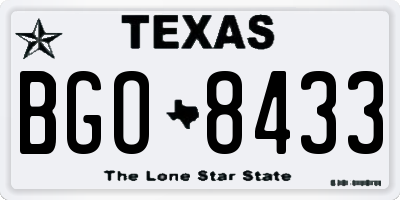 TX license plate BGO8433