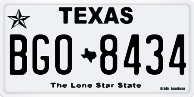 TX license plate BGO8434