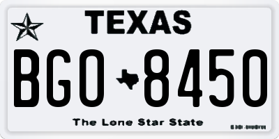 TX license plate BGO8450
