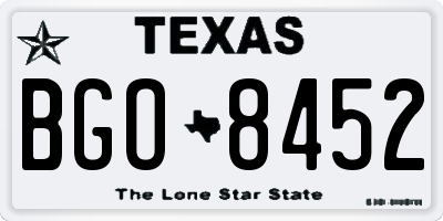 TX license plate BGO8452