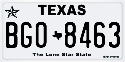TX license plate BGO8463