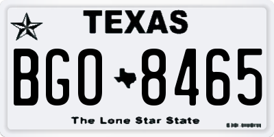 TX license plate BGO8465