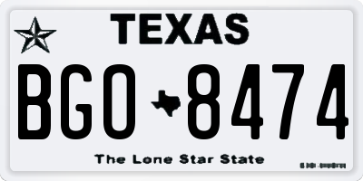 TX license plate BGO8474