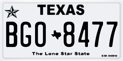 TX license plate BGO8477