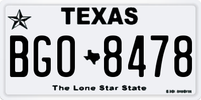 TX license plate BGO8478