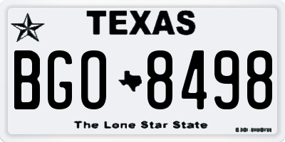 TX license plate BGO8498