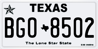 TX license plate BGO8502