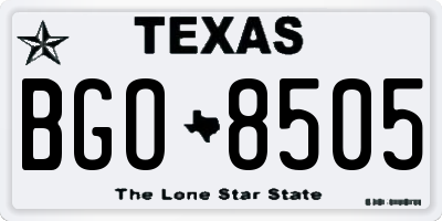 TX license plate BGO8505