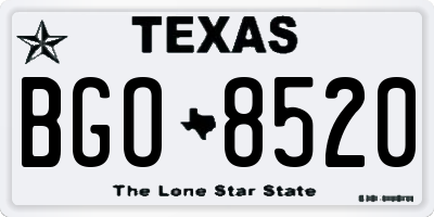 TX license plate BGO8520