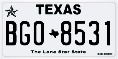 TX license plate BGO8531
