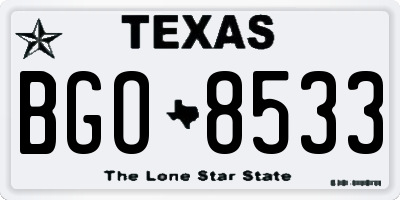 TX license plate BGO8533