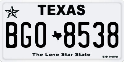 TX license plate BGO8538
