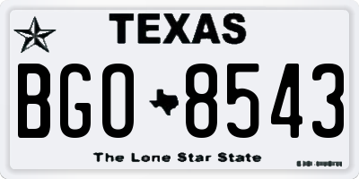 TX license plate BGO8543