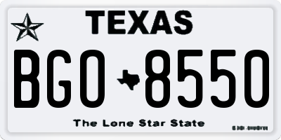 TX license plate BGO8550