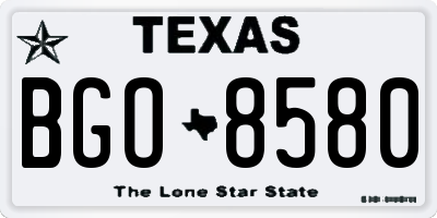 TX license plate BGO8580
