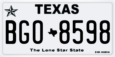 TX license plate BGO8598