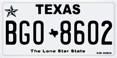 TX license plate BGO8602