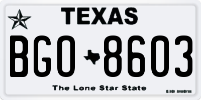 TX license plate BGO8603