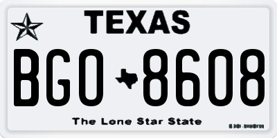 TX license plate BGO8608