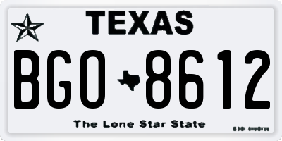 TX license plate BGO8612