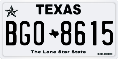 TX license plate BGO8615