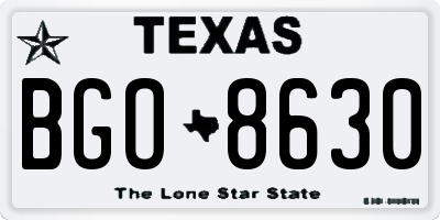 TX license plate BGO8630