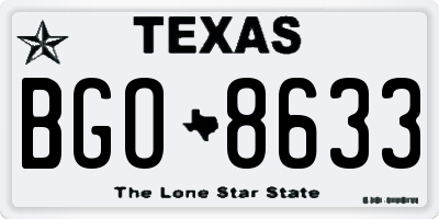TX license plate BGO8633