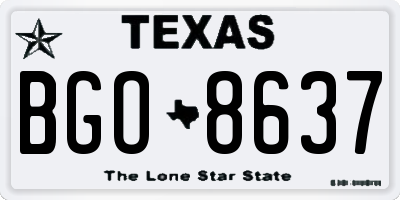 TX license plate BGO8637