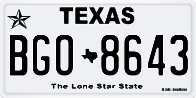 TX license plate BGO8643