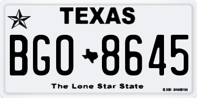 TX license plate BGO8645