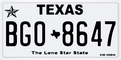 TX license plate BGO8647