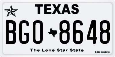 TX license plate BGO8648