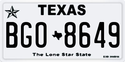 TX license plate BGO8649