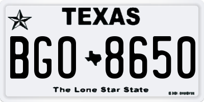 TX license plate BGO8650