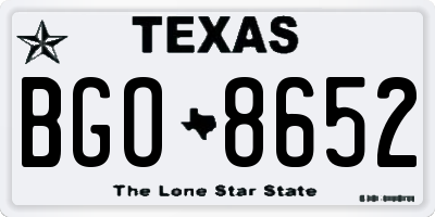 TX license plate BGO8652