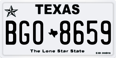 TX license plate BGO8659