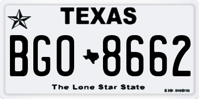 TX license plate BGO8662