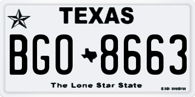 TX license plate BGO8663