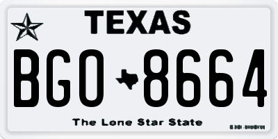 TX license plate BGO8664