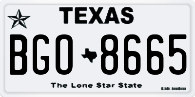 TX license plate BGO8665