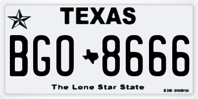 TX license plate BGO8666