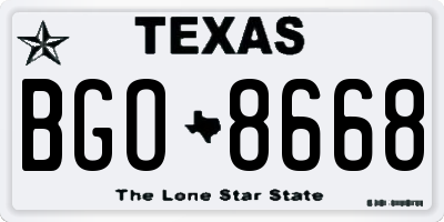 TX license plate BGO8668