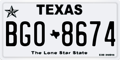 TX license plate BGO8674