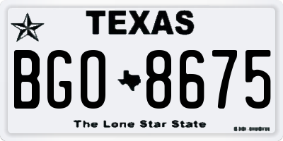 TX license plate BGO8675